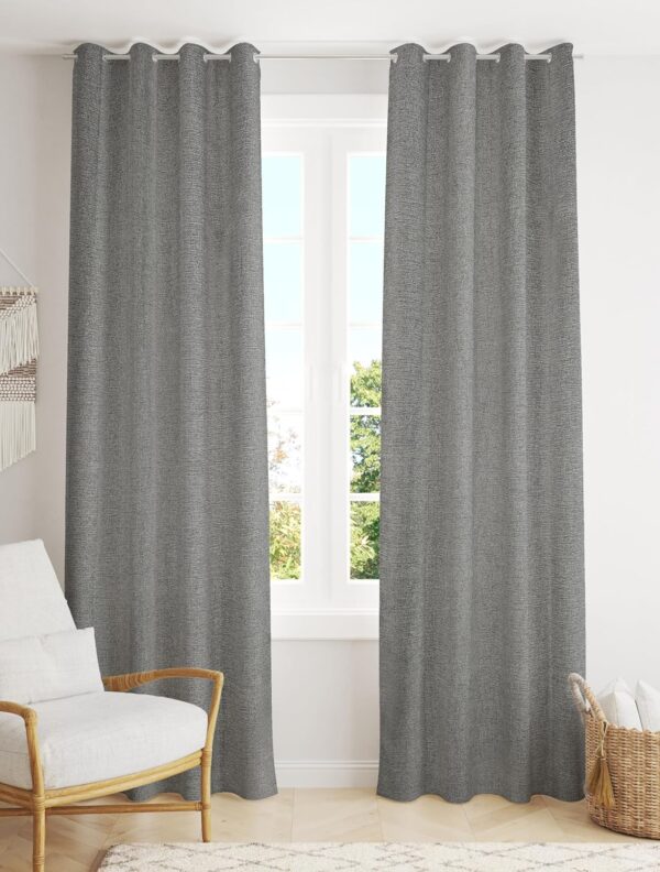 Stylish Blackish-Gray Jute Curtains for Doors and Windows - 7 Feet Long