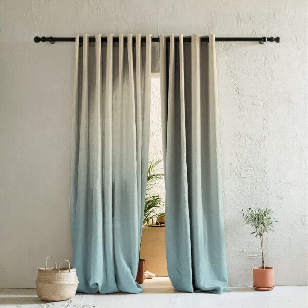 Stylish Blue Ombre Room Darkening Curtains - Set of 2, 9ft Long