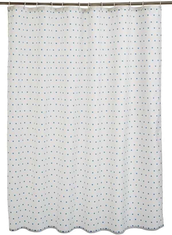 Stylish Blue Polyester Shower Curtain with Hooks - 72x72 Inch Washable Design