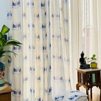 Stylish Blue Sparrows Linen Textured Sheer Curtains for Bright Spaces