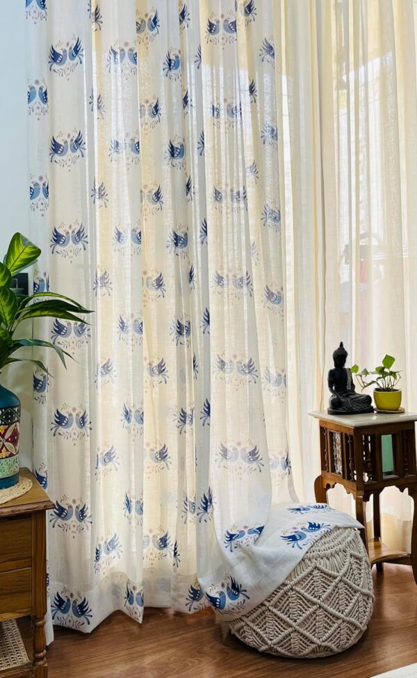 Stylish Blue Sparrows Linen Textured Sheer Curtains for Bright Spaces