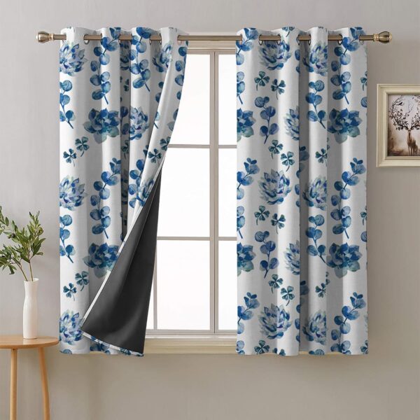 Stylish Blue & White Floral Blackout Curtains for Light Control and Privacy