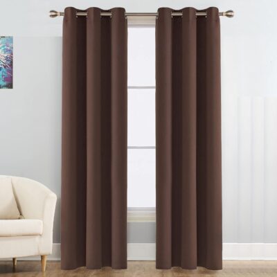 Stylish Brown Blackout Curtains for 6-Foot Windows – Thermal Insulated Design