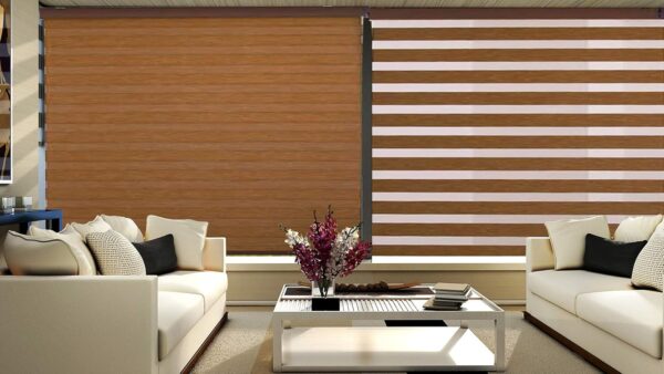 Stylish Brown Corded Zebra Blinds for Elegant Home Decor Solutions