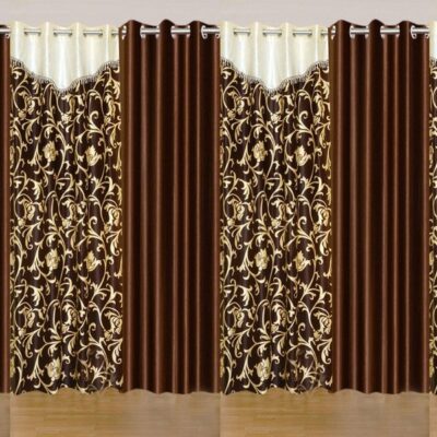 Stylish Brown Eyelet Door Curtains – Set of 8 for Elegant Interiors