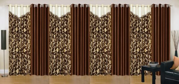 Stylish Brown Eyelet Door Curtains - Set of 8 for Elegant Interiors