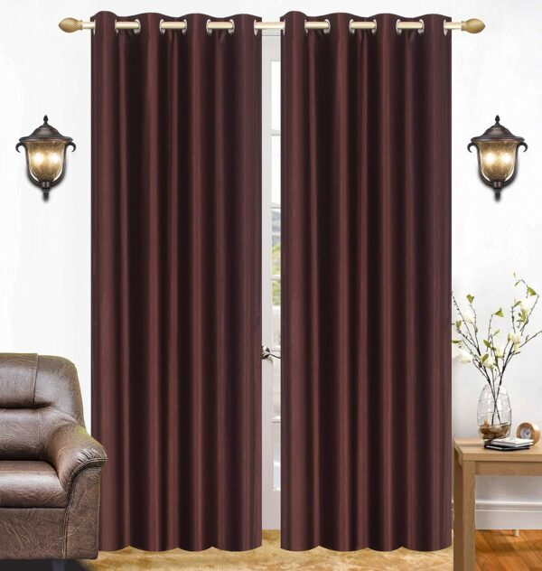 Stylish Brown Polyester Crushed Texture Curtains for Long Doors - Pack of 2