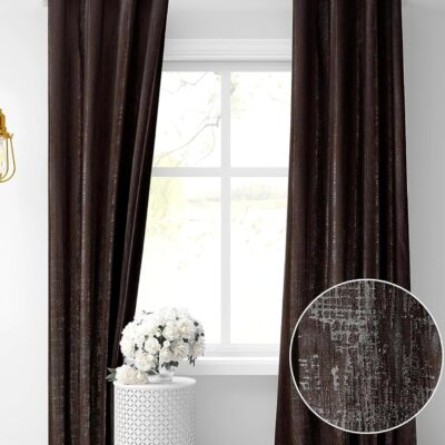 Stylish Brown Polyester Eyelet Curtains for Home and Office Decor