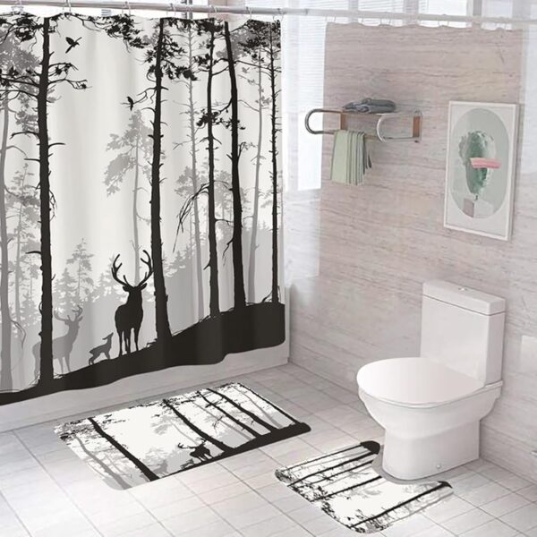 Stylish Forest Twilight Shower Curtain & Non-Slip Bathroom Mat Set