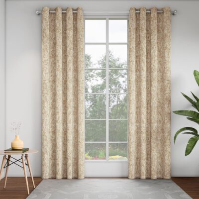 Stylish GM Textured Camel Door Curtain Panel Set for Home Decor