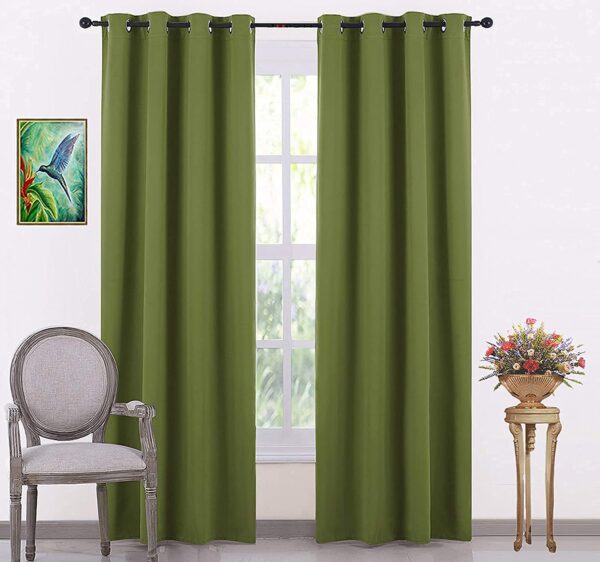 Stylish Green Polyester Blackout Curtains for Living Room and Bedroom Windows