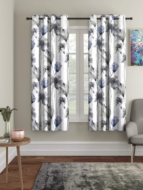 Stylish Grey Abstract Flower Eyelet Curtains for Elegant Home Decor