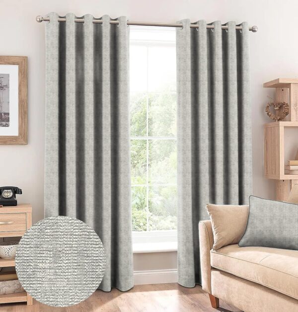 Stylish Grey Blackout Curtains with Tie Back for Bedroom and Living Room