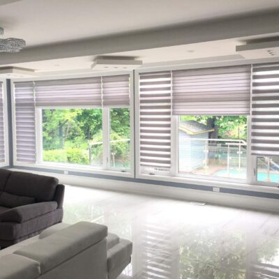 Stylish Grey Polyester Zebra Blinds for Windows and Doors Home Decor