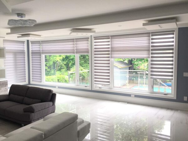 Stylish Grey Polyester Zebra Blinds for Windows and Doors Home Decor