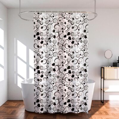 Stylish Kuber Industries Black Shower Curtain Set – Waterproof & Versatile Use