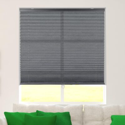 Stylish Light Filtering Gray Pleated Fabric Window Shade – Cordless 34″ x 60″