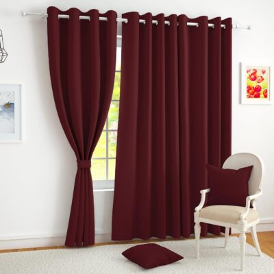 Stylish Maroon Blackout Curtains Set: Thermal Insulated & Perfect for Gifting