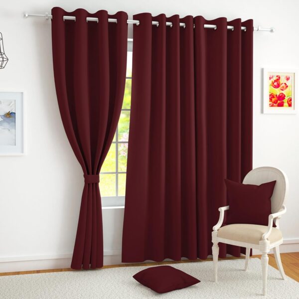 Stylish Maroon Blackout Door Curtains - Thermal Insulated & Room Darkening Set