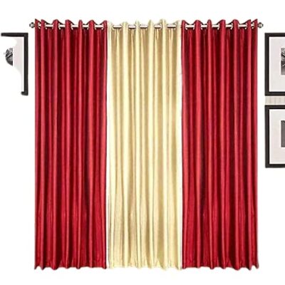 Stylish Maroon Cream Polyester Crush Curtains for Modern Homes