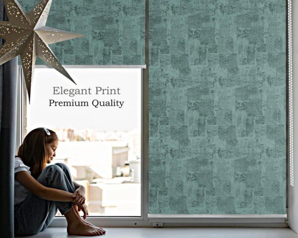 Stylish Mint Marble Print Semi-Blackout Roller Blinds for Home Office Decor