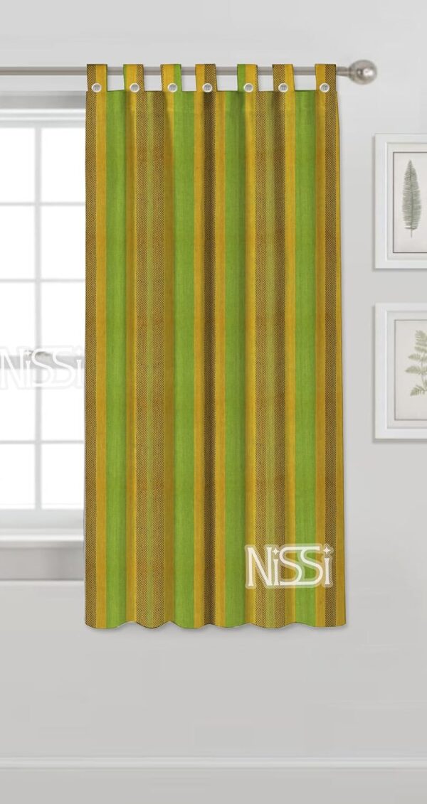 Stylish Nissi Orange Striped Cotton Curtains - 4x5 Feet, Washable, Tab Top