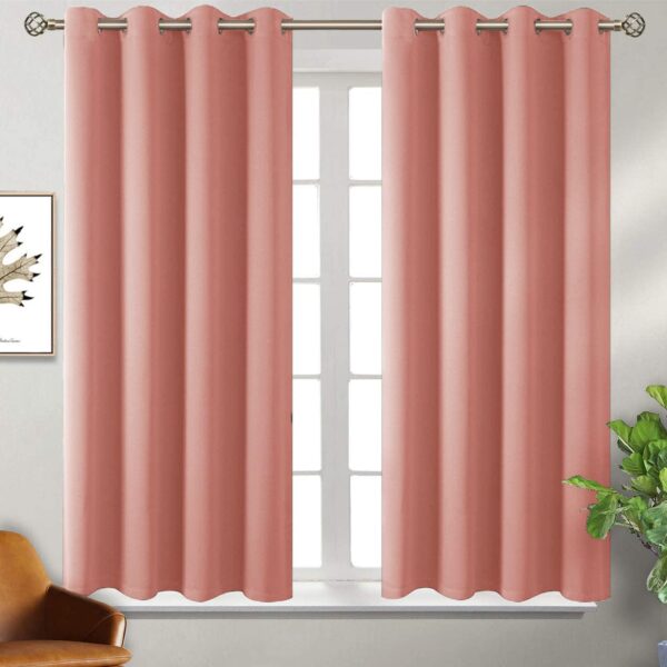 Stylish Peach Blackout Curtains Set of 2 for Room Darkening Decor