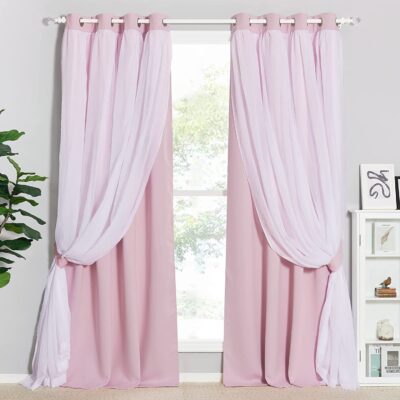 Stylish Pink Blackout Curtains with Grommet Top for Bedroom Decor