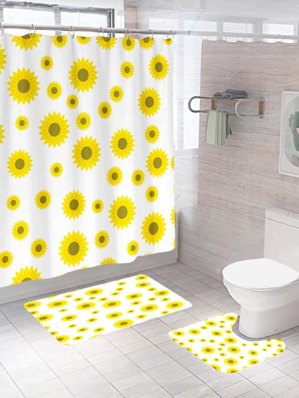 Stylish Polyester Shower Curtain and Mat Set for a Cozy Bathroom Upgrade