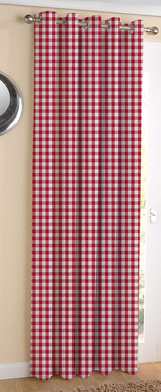 Stylish Red Gingham Check Blackout Curtains for Ultimate Room Darkening