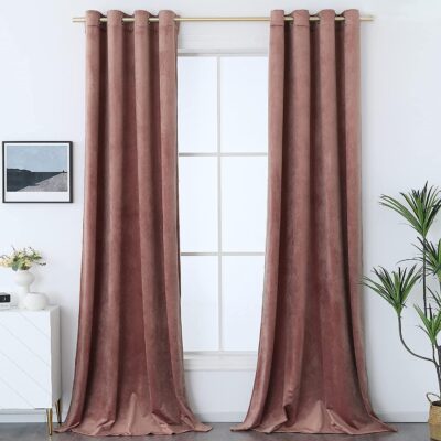 Stylish Rose Gold Velvet Blackout Curtains for Cozy Living Rooms and Bedrooms