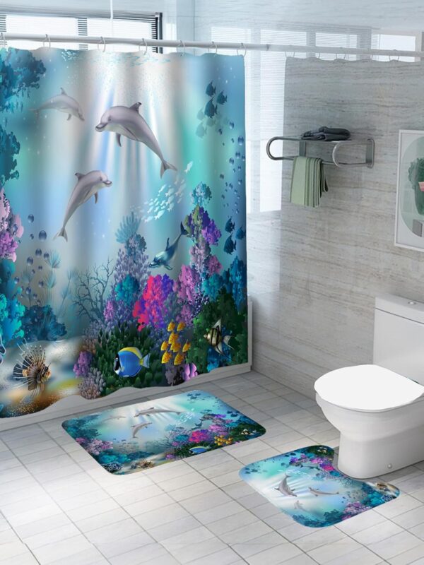 Stylish SAVYA HOME Shower Curtain & Mat Set for a Beautiful Bathroom