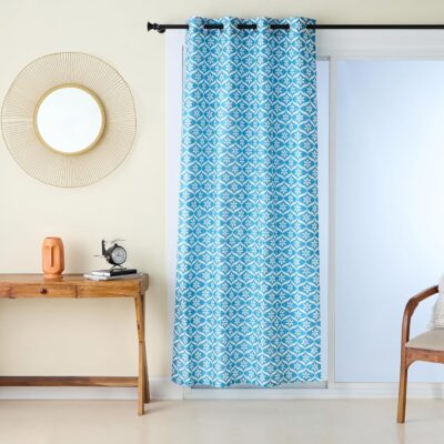 Stylish Solimo Aqua Curtains: Premium Polyester Cotton, Geometric Print, Easy Care