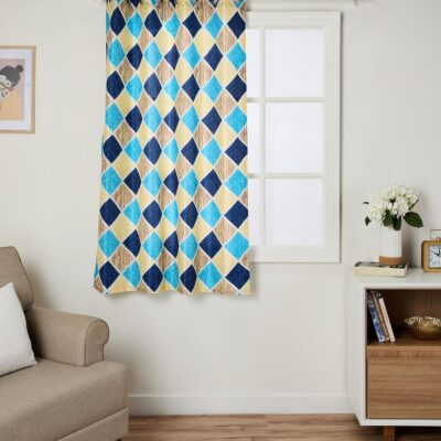 Stylish Solimo Aqua Polyester Curtains with Geometric Print – Set of 2