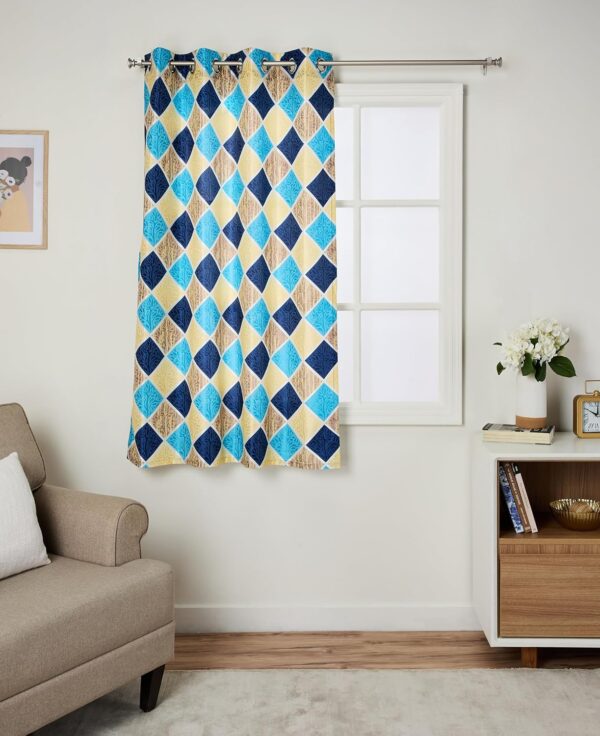 Stylish Solimo Aqua Polyester Curtains with Geometric Print - Set of 2