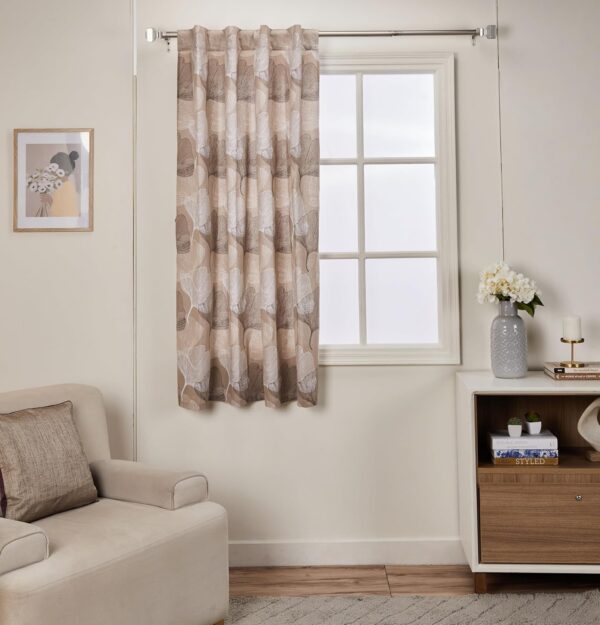 Stylish Solimo Cotton Door Curtains - 7ft Dark Beige Leaves Design Set