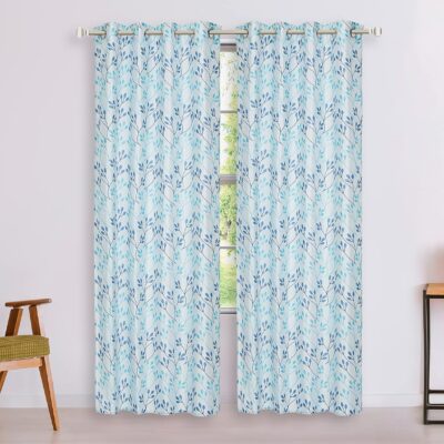 Stylish Solimo Polyester Leaf Print Door Curtains – Light-Filtering Pack of 2