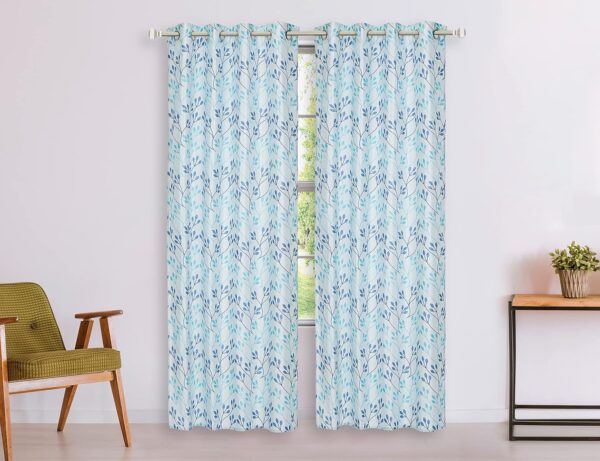 Stylish Solimo Polyester Leaf Print Door Curtains - Light-Filtering Pack of 2