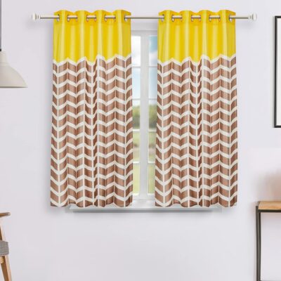 Stylish Solimo Polyester Striped Window Curtains – Light-Filtering Yellow Panels