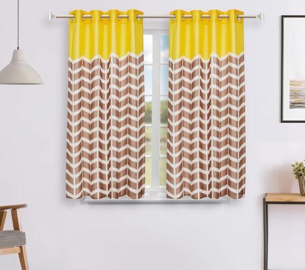 Stylish Solimo Polyester Striped Window Curtains - Light-Filtering Yellow Panels