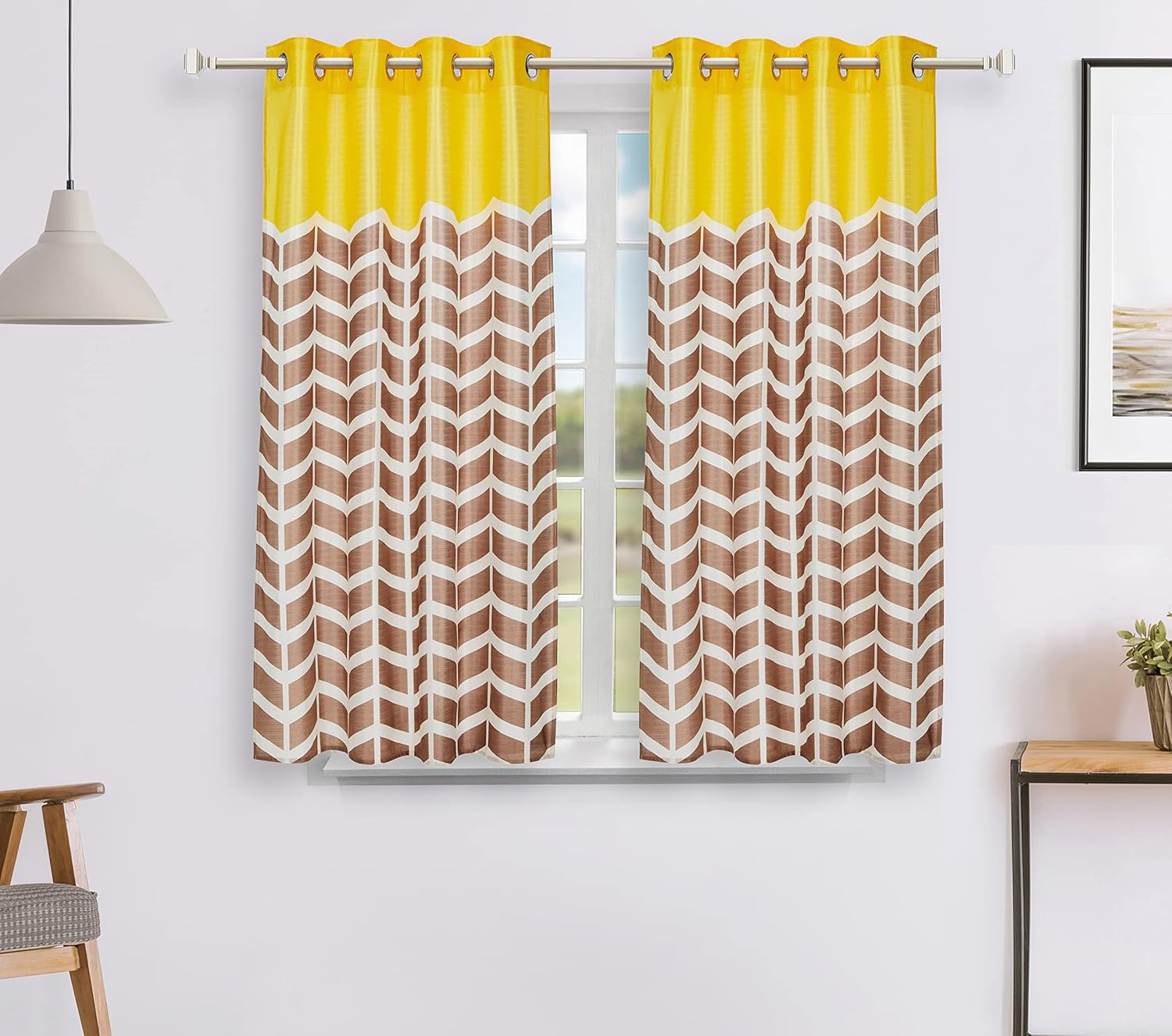 Brighten Your Space with Stylish Solimo Polyester Striped Yellow Window Curtains