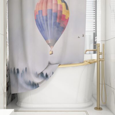 Stylish Waterproof Bathtub Shower Curtain with Hooks for Modern Bathrooms