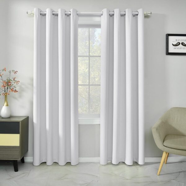 Stylish White Blackout Curtains for Living Room and Bedroom Insulation