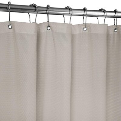 Taupe Waffle Weave Shower Curtain – Mold Resistant, Waterproof, Heavy Duty Liner