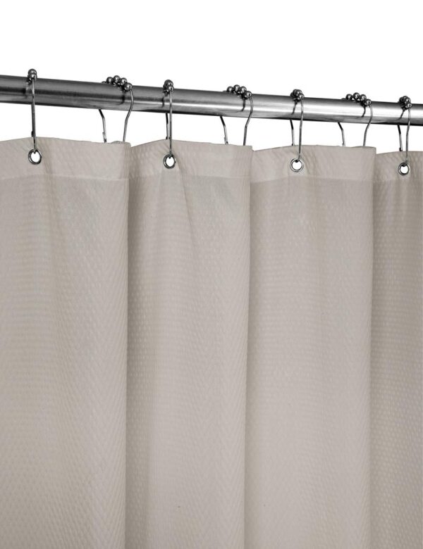 Taupe Waffle Weave Shower Curtain - Mold Resistant, Waterproof, Heavy Duty Liner