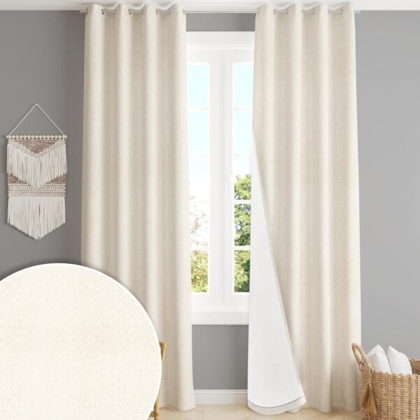 Textured 100% Blackout Curtain | Thermal Insulated Noise Reducing Drapes