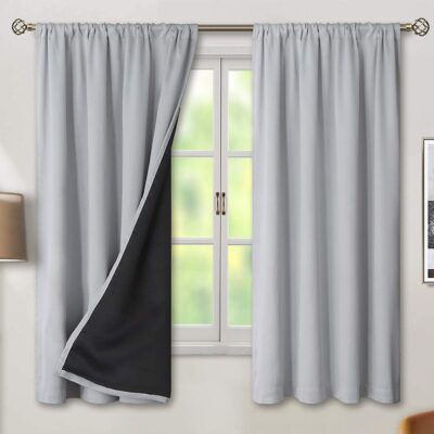 Thermal Insulated Blackout Curtains for Bedroom – Light Grey, 84 Inch