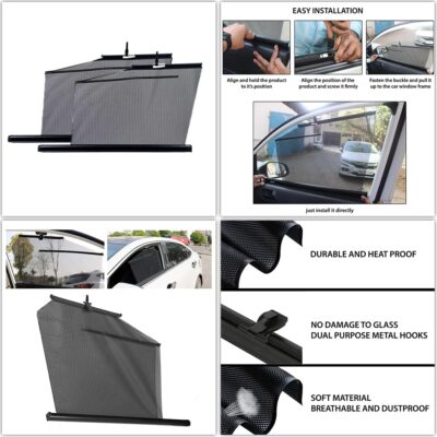 Toyota Fortuner Side Window Roller Sun Shades – Set of 4 Retractable Curtains