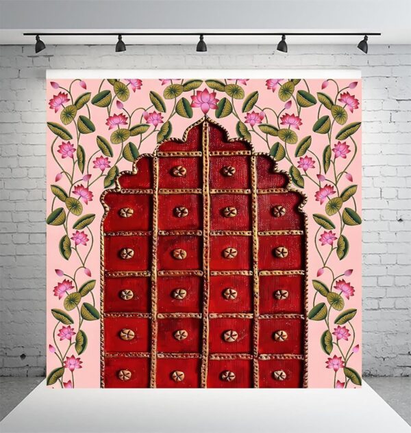 Traditional 8FT Pooja Decoration Backdrop Cloth for Festivals and Celebrations