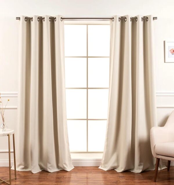 Tramb Solid Cream Blackout Curtains for Total Privacy and Noise Reduction